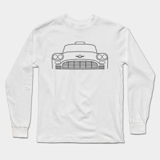 Classic old New York taxi cab black outline graphic Long Sleeve T-Shirt